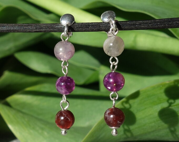 Lepidolite earrings sterling silver, Sterling silver earrings, genuine lepidolite earrings, Purple earrings, gradient earrings