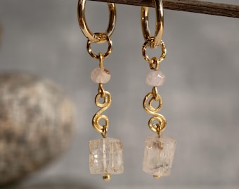 Gold-Plated Kunzite Hoop Earrings