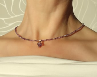 Amethyst Necklace with Removable Pendant