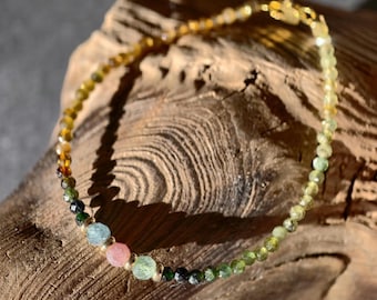 Multicolor Tourmaline Bracelet with Gold-Plated Clasp