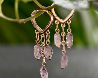 Amethyst Earrings with Faceted Stones