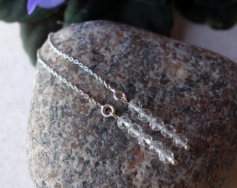 Clear quartz earrings with cterling silver, faceted quartz earrings, rock crystal earring, quartz point earrings, crystal hoop earring
