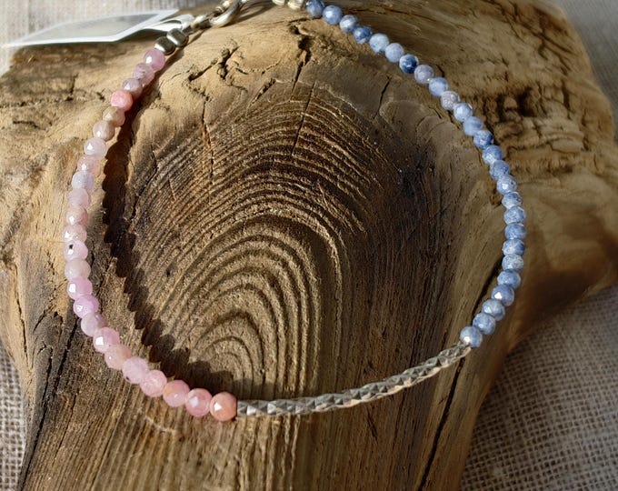 Sapphire and Ruby Bracelet, Sapphire Jewelry gift, Ruby Jewelry bracelet, Thin Bracelet, Faceted gemstone, bracelet with 925 Silver