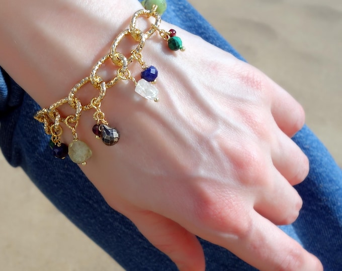 Multi-stone Bracelet, jade bracelet, green bracelet, nephrite bracelet, multi gemstone bracelet, multi colored bracelet