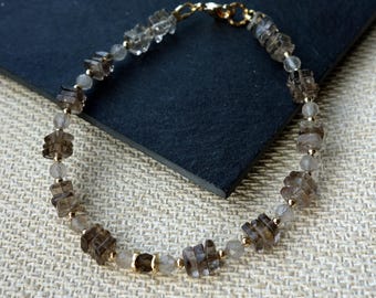 Smoky quartz Bracelet, Rauchtopaz Jewelry gift, Smokey quartz bracelet, Faceted gemstone, smoked quartz bracelet, brown stone bracelet