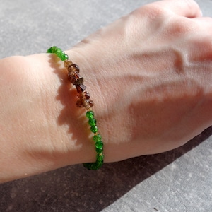 Chrome Diopside and zircon bracelet with with Gold plated Sterling silver, chrome diopside jewelry, zircon jewelry, delicate bracelet