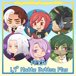 FFXIV Button Pins, 1.7&quot;
