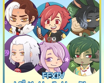 FFXIV Button Pins, 1.7"