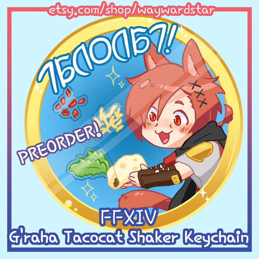 FFXIV Dawntrail Tacocat G'raha Tia 3" Shaker Keychain!