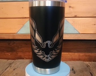 Firebird Evolution Tumbler. 2 sizes/3 colors. Laser Engraved, Powder Coated, Stainless Steel. Free Shipping. Trans Am