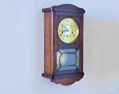 Professionally Restored Vintage Antique Solid Oak German TRIPLE CHIME Pendulum Wall Clock - Hand Made, One of a Kind