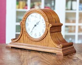 Restored Vintage Howard Miller Dual Chime (Westminster Ave Maria) Chime Solid Oak Tambour Mantel Clock with German Digital Clockwork
