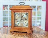 Vintage Solid Oak Westminster Chime Carriage Clock - Bracket Clock - Mantel Clock with Quartz Clockwork - Digital Chime with warranty