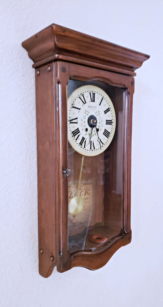 イングランド製Enfield Clock Co. ジャンク　振り子穴3箇所カギ付 Vintage New England Clock Co. Regulator Pendulum Wall Clock