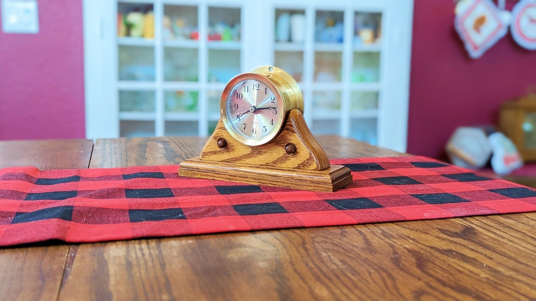 Vintage Solid Brass Ships Clock / Mariner's Chronometer on Solid Oak