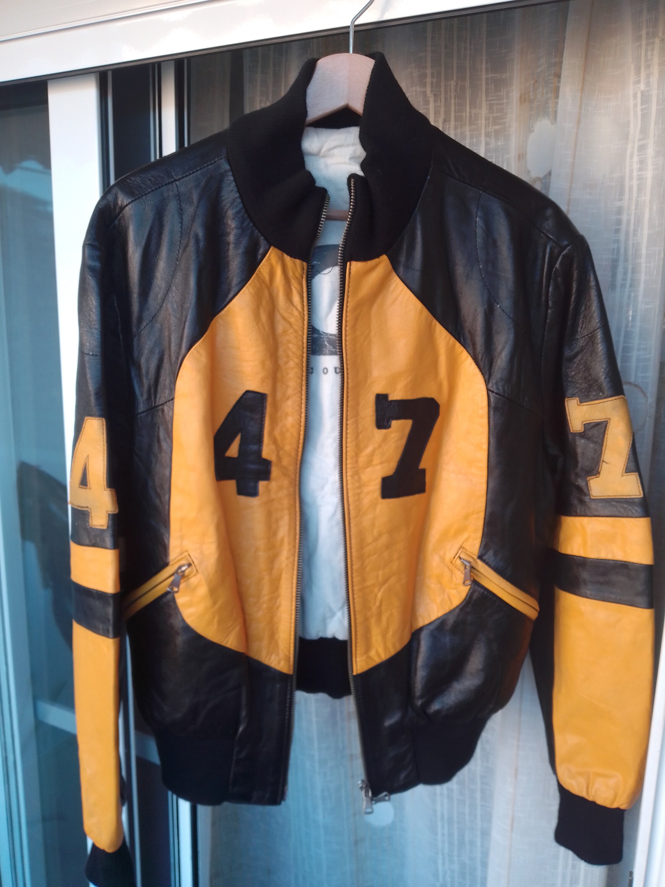 Black and yellow leather jacket 2025