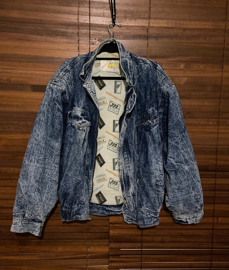 Vintage 80s Acid Wash Denim Men Jacket Etsy