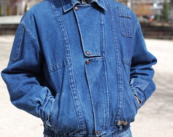 Men Dark Blue Vintage Denim Jacket - Etsy