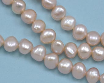 5-6mm Oyster Dusty Pink Rondelle Freshwater Pearls Beads for Jewellery Making