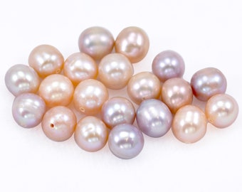 10 Mauve Peach Freshwater Pearls: 7mm Half-Drilled A-Grade