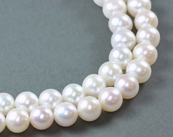 White Round AK Freshwater Loose Pearl Beads for Jewellery Making 6mm, 7mm and 8mm A