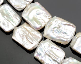 Large Nucleated White Rectangular Freshwater Pearls Jewellery Making 18-20mm