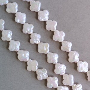 Perles de mariée d'eau douce trèfle blanc pour fabrication de bijoux 11-12 mm image 5