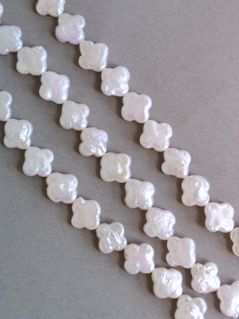 Perles de mariée d'eau douce trèfle blanc pour fabrication de bijoux 11-12 mm image 5
