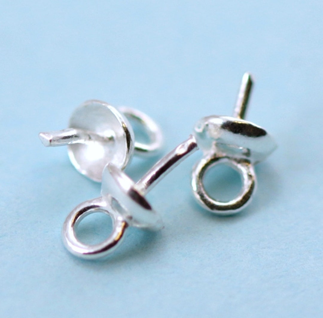 925 Sterling Silver Bead Cap Bails With Pin Cups Jewellery Making