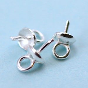 925 Sterling Silver Bead Cap Bails with Pin Cups Jewellery Making Findings