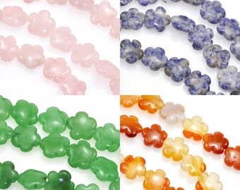 25 pcs Flower Semi Precious Gemstone Beads for Jewellery Making Size 16 mm