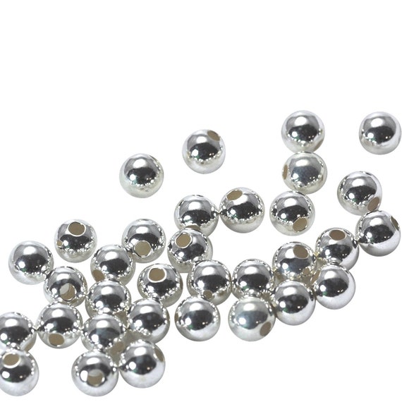 925 Sterling Silver Round Seamless Spacer Beads 2 Mm , 3 Mm , 4 Mm , 5 Mm ,  and 6 Mm 