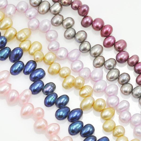 Head-drilled Oval Rice Freshwater Pearls Side-drilled Loose Beads for  Jewellery Crafting 6-7 mm