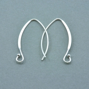 Crochets de boucles d'oreilles marquise en argent sterling, fils français en argent véritable 925 (28 x 16 mm)