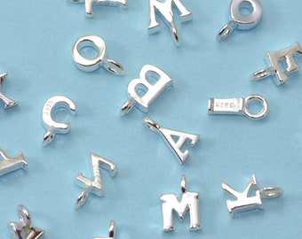Tiny letters  in sterling silver 925 ,  alphabet charms . Genuine Solid 925 Initials