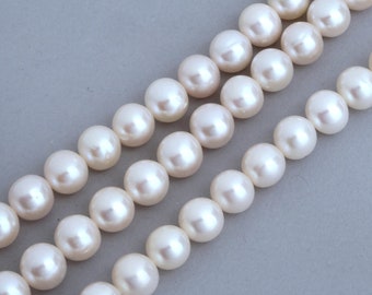 Cream / Ivory / White Near Round Genuine Freshwater Pearls Jewellery Making A