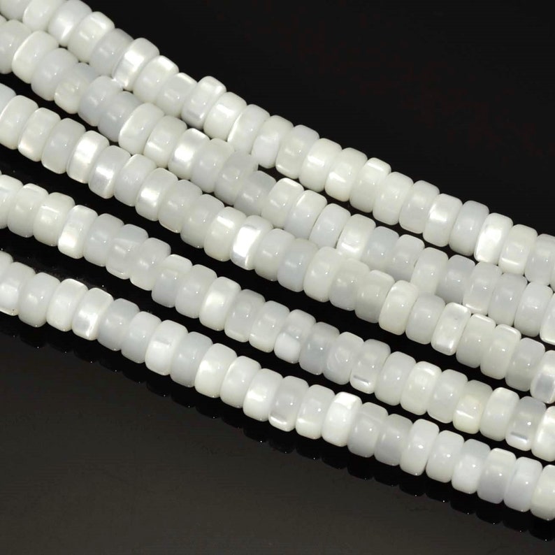 Cream ivory white sea shell mother of pearl beads for jewellery making Rondelle 4mm