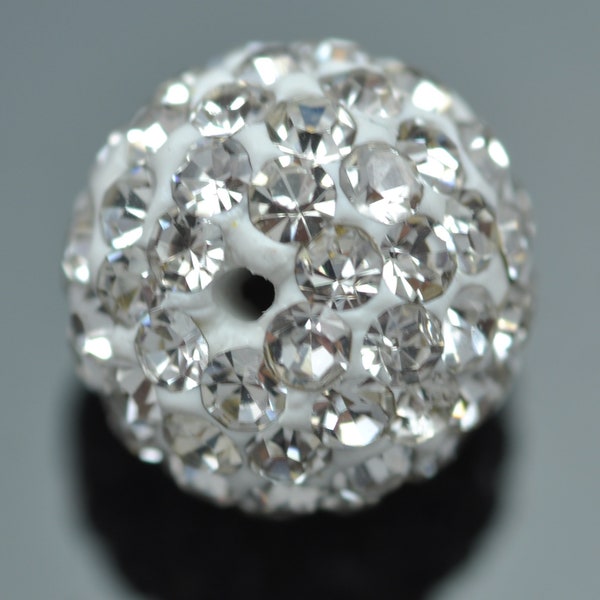 Perles boules disco en argile pavée de cristaux Shamballa, petit trou, 6 mm, 8 mm ou 10 mm, lot de 10