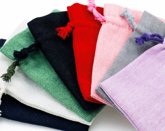 8 cm x 10 cm Cotton Linen Small Drawstring Gift Bags Jewellery Pouches High Quality Wholesale