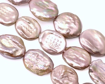 Large Flat Oval Nucleated Baroque Freshwater Pearls Size 12x20 mm for Jewelery Making Mauve Lavender