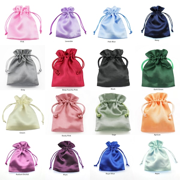 Jewellery pouches , wedding favor gift  bags in silky satin with a draw-string size - 12 cm x 17 cm