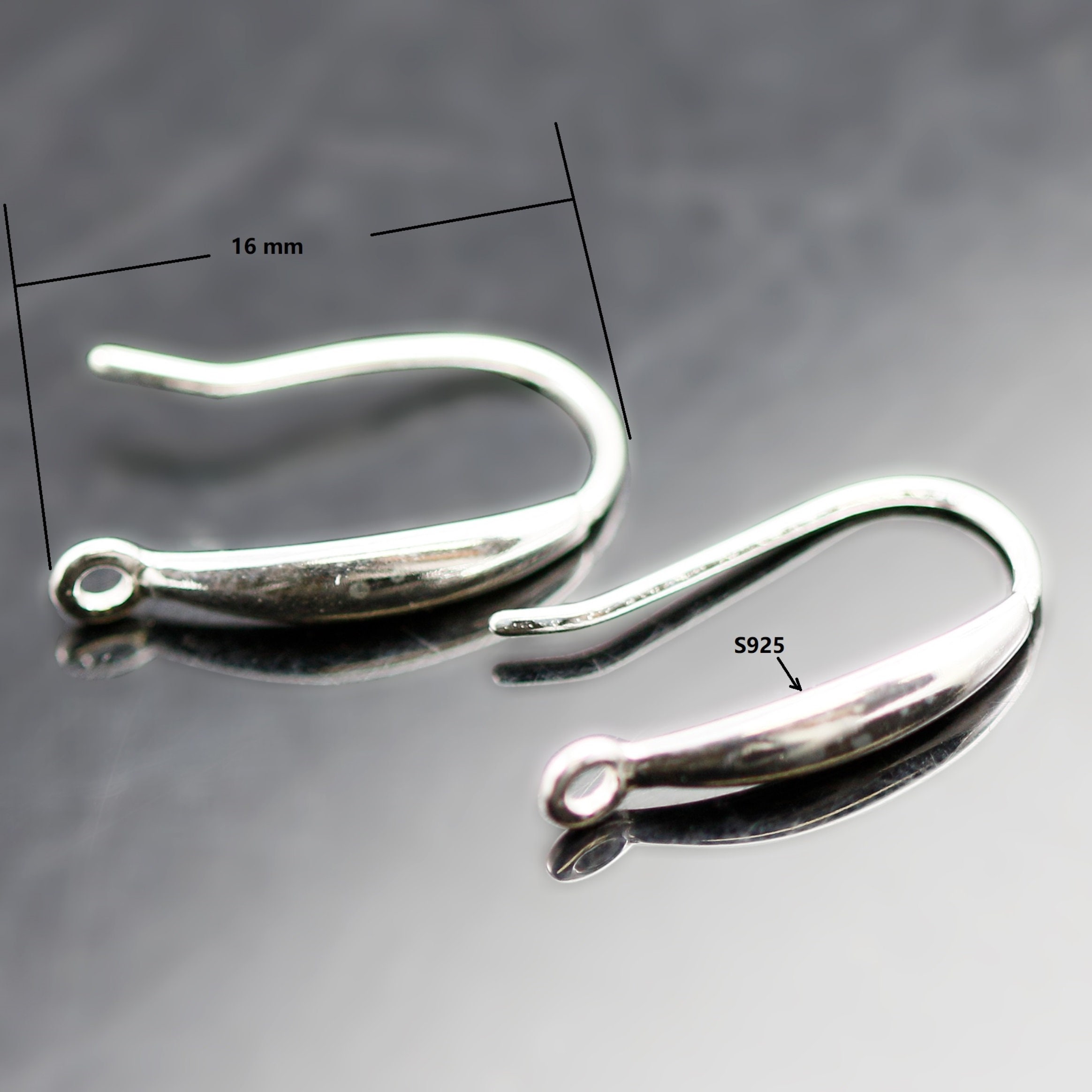Genuine Solid 925 Sterling Silver Earring Wires Hooks for