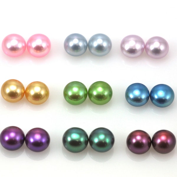8mm Freshwater Pearls for Earring Making, Half-drilled Button, Half Pearl with a Flat Side AAA