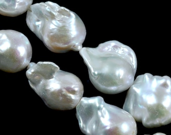 Large Nucleated Fireball White Baroque Genuine Freshwater Pearls Jewellery Making