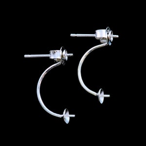 Curved Double Earring Posts 925 Sterling Silver Bowl Stud Findings for Jewellery Making Craft image 1