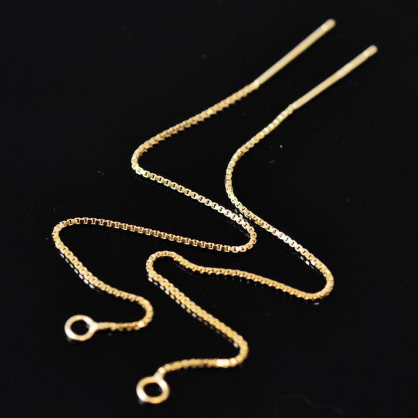 Gold Vermeil 925 Sterling Silver Pull through Chain Earring Threaders Jewellery Findings 70mm