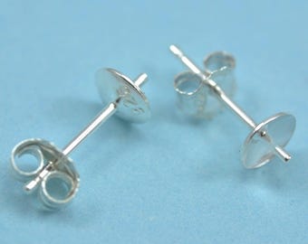 Earring Posts 3mm, 4mm and 5mm 925 Sterling Silver Bowl Stud Findings for Jewellery Making Craft