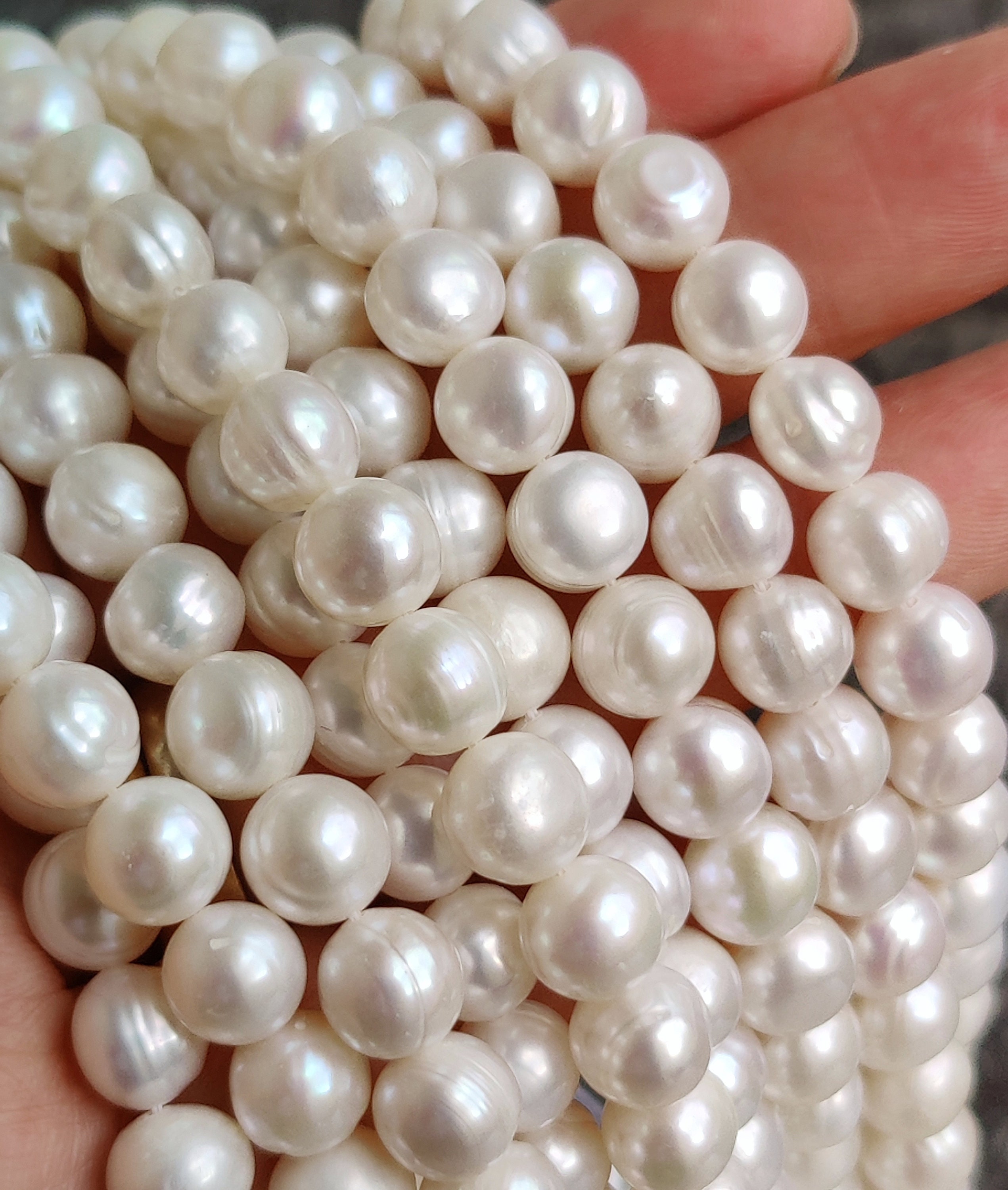 10~11mm Natural Cultured Freshwater Pearl Beads Rice Shape White Loose  Beads Hole: 0.8 mm 