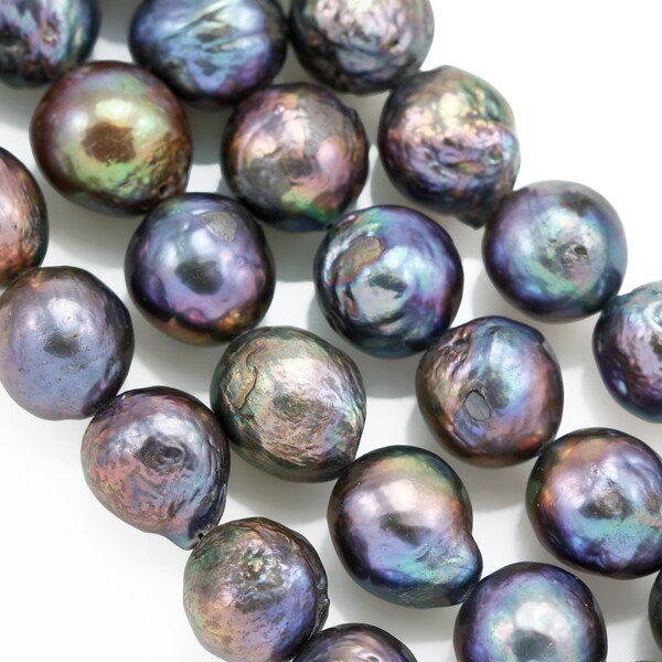 6 loose or 1 string of Large Peacock Round Nucleated Baroque Genuine Freshwater Pearls