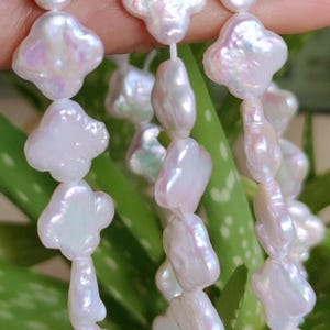 Perles de mariée d'eau douce trèfle blanc pour fabrication de bijoux 11-12 mm image 3